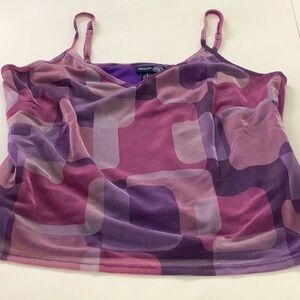 Venezia V Neck Purple and Pink Shimmer Camisole Tank Lined Under layer Whimsical